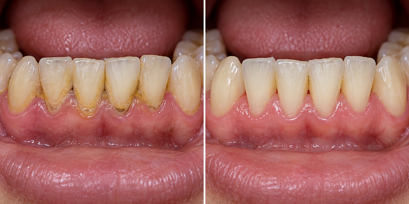 Dentálhigiéniai kezelés illusztratív összehasonlítása